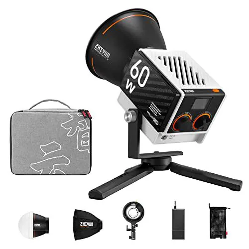 ZHIYUN MOLUS G60 Combo [Oficial] 60W Luz de Video COB Bicolor 2700K-6500K Bluetooth App Control Remoto Luz Continua Fotografia con Fuente de Alimentación DC/PD Tripode para Youtube Vlogging Boda