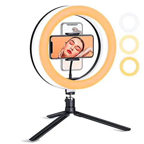 Anillo de Luz Selfies de 26 cm, Luz de Relleno, Alimentado por USB, con Control Remoto Bluetooth, Compatible con iPhone y Android, para Transmisión en Vivo/TikTok/Maquillaje/Youtube Video/Vlog de Generic