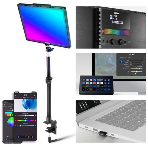 NEEWER GL1C RGB 15,5" Key Light, 48W Edge Lit Suave Stream Juego Luz con 2.4G PC/Mac iOS/Android App/WiFi/Stream Deck Control