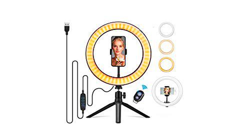 Anillo ARO DE LUZ LED 10,2”(26 cm) con TRÍPODE de Escritorio BeLight 120 Bombillas Control Manual Bluetooth Selfies 3 Colores 10 Brillos 30 Tipos ILUMINACION TIKTOK Youtube Maquillaje DIRECTOS