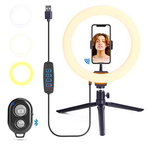 Aigostar Matt - Aro de luz LED 10" (25,4cm) Base para trípode y sobremesa