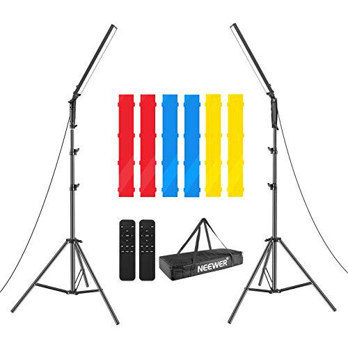 Neewer Estudio Borde Flapjack Luz con Soporte Kit de Iluminación Video: 21&quot; 70W Lámpara Estudio LED Redonda Bicolor Regulable con Soporte 260cm y Control Remoto Inalámbrico 2,4G(Batería No Incluida)