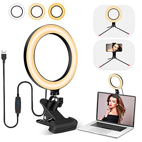 Anillo de Luz Videoconferencia, Guiseapue 6" Aro de Luz para movil