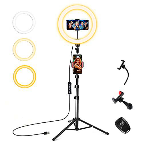 WinCret 12" aro de luz con tripode, Anillo de luz led con 3 Modos Regulables