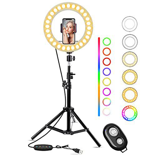 Keenstone Aro de luz con tripode,10" Anillo de Luz LED con Soporte de Teléfono