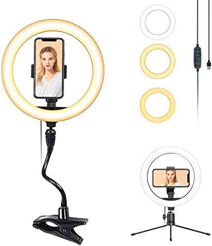 Smatree Anillo de luz LED para Selfies de 10"con Soporte y Soporte para teléfono