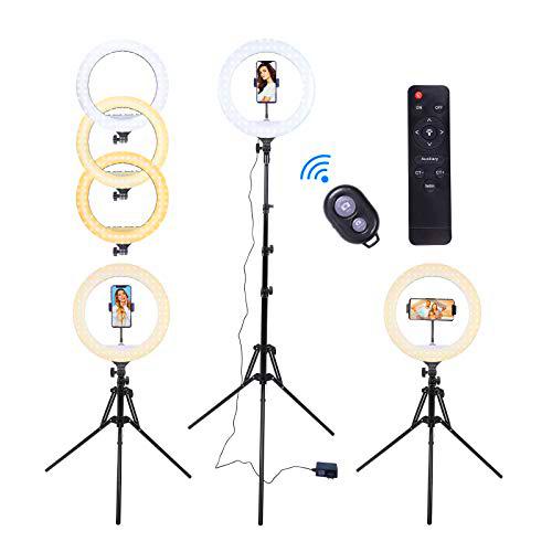 AGM Anillo de luz LED para Selfies de 14"con Mini trípode de Mesa