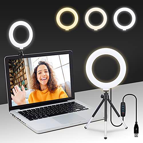 USILEAD 6,3" Aro de luz, Anillo de Luz LED, 3 Modos Luz + 10 Niveles Brillo Regulables Control Remoto