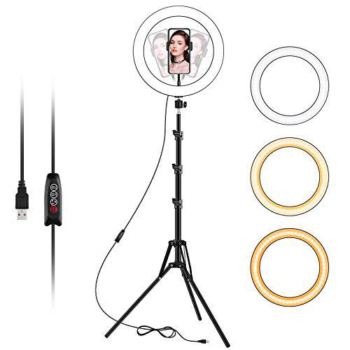 Aro de Luz con Trípode, 10" Ring Light Trípode con Remoto Inalámbrico