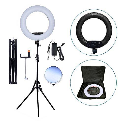 Yidoblo Cámara fotográfica de 18 pulgadas FS-480II 5500K Bio-color Photo / Studio / Phone / Video Lámpara LED de luz de anillo de 18 '' 480 LED con trípode de 2M + kit de bolsa suave