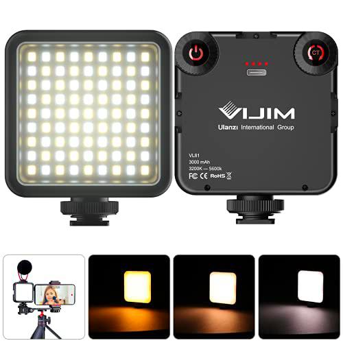 VIJIM 81 Luz de Video LED Temperatura de Color Luz de Cámara Ajustable Luz de Fotografía + 3200k-5600k CRI95 para iPhone dji Osmo Móvil 3 Pocket Vlog Light 3000mAh Batería Tipo-C