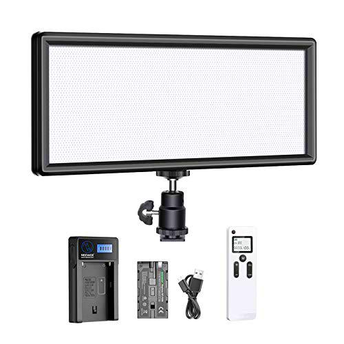 Neewer Super Fino 2,4G T120 en Cámara LED Video Luz Bicolor 3200-5600K Regulable con Pantalla LCD Batería de Iones de Litio y Cargador USB Iluminación LED Más Suave para Retratos Niños Producto Video