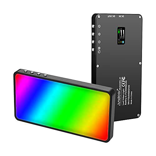 Luz de Video RGB,Andoer LED RGB Fotografía,con batería incorporada Recargable de 4500mAh