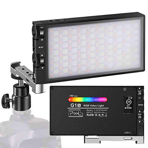 Luz LED Cámara RGB Pixel G1s, Batería Recargable Incorporada de 12W Antorcha Led Video 360 º Color 12 Efectos de Luz