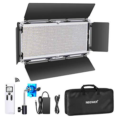 Neewer Avanzado Luz Video LED 2,4G 1320 con Barndoor Panel LED Bicolor Regulable con Pantalla LCD y Control Remoto Inalámbrico 2,4G para Fotografía de Producto Vertical Grabación de Video en Estudio
