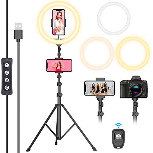 WESEARY Aro De Luz 12" Aro De Luz con Tripode Anillo De Luz 3 Modos 10 Brillos Regulables Aro De Luz para Movil TIK Tok para TIK Tok,Móvil Selfie,Fotografía,Maquillaje