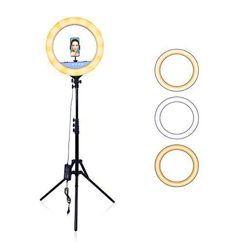AGM Anillo de luz LED para Selfies de 18"con Mini trípode de Mesa