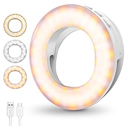 Anillo de Luz LED Fotografia Selfie, Aro de Luz Maquillaje con 4 Modos de Colores