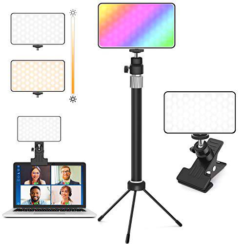 CoMokin Kit de iluminación para videoconferencia, Luz de Anillo LED Clip de Colores en el Monitor de computadora portátil con trípode para Trabajo Remoto