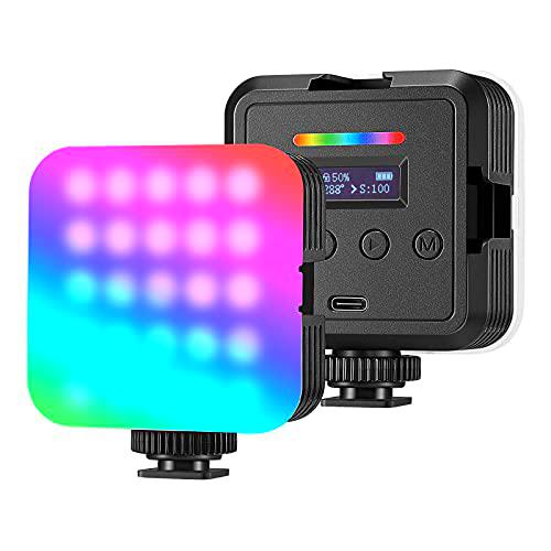 Neewer Luz de vídeo RGB RGB61 Cámara LED a Todo Color de 360 ºcon 3 Zapatas Frías CRI 97+ 20 Modos de Escena 2500K~8500K 2000mAh Batería Recargable para Juegos / YouTube / Vlog / Fotografía