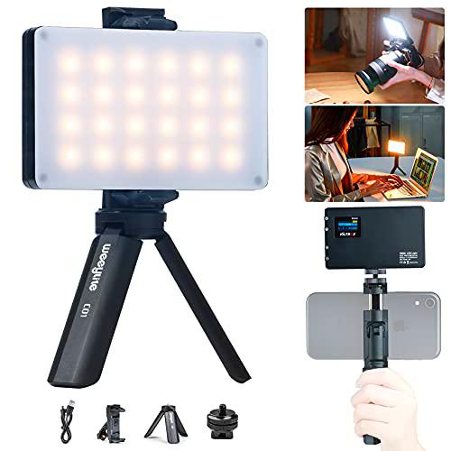 VILTROX Luz LED de vídeo para cámara, portátil Mini 8W/720LM CRI95 + Bi-Color 2500K-8500K batería de Litio Recargable integrada lámpara de fotografía Profesional para Grabar Youtube Vlog