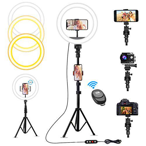 Exmate 10" Luz de Anillo LED Fotográfica con Trípode Largo Alternativo&amp;Soporte Teléfono