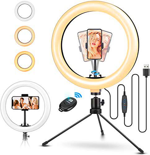 Fatech Space Aro de Luz 10" con Tripode, 3 Modos de Luz