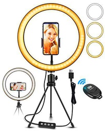 Aro de Luz LED Fotografia 10.2" de Escritorio, Anillo de Luz con Trípode Control Remoto Inalámbrico