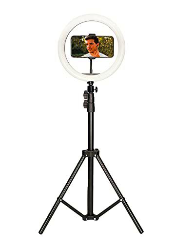 Anillo de luz LED, Aro de Luz y Trípode 1,60cm, 3 Colores 10 Intensidades Regulables