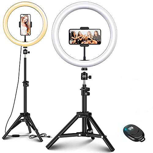 Aro de Luz, 12" Anillo de Luz con Trípode de 30 cm de 160 Piezas LED con Control Remoto Bluetooth