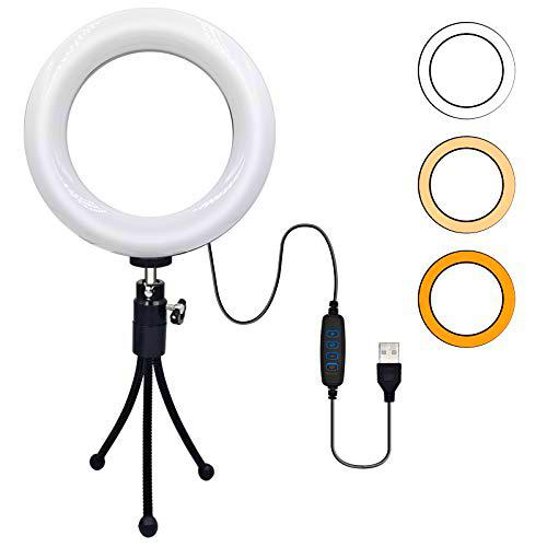 OBEST Luz de Relleno de Anillo LED de 4" con Trípode