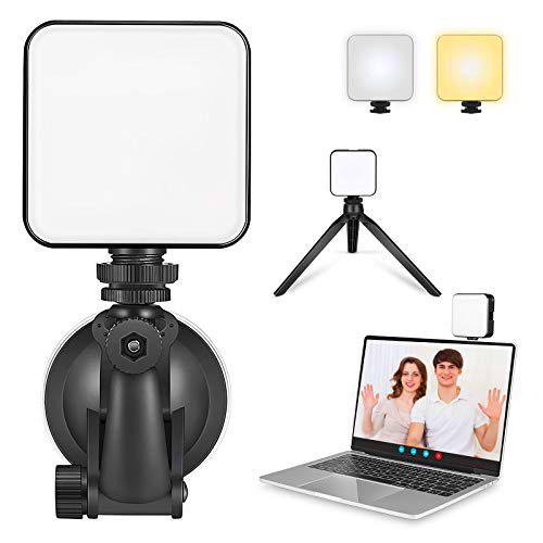 Karrong Luz de videoconferencia ajustable brillo y temperatura con ventosa y soporte de trípode