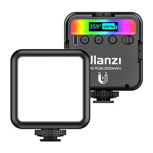 ulanzi VL49 RGB Pocket LED Video Light Fotografía Luz de Relleno 2500K-9000K Regulable CRI95 + Batería incorporada con Soportes de Zapata para retransmisiones en Vivo Entrevistas Retratos