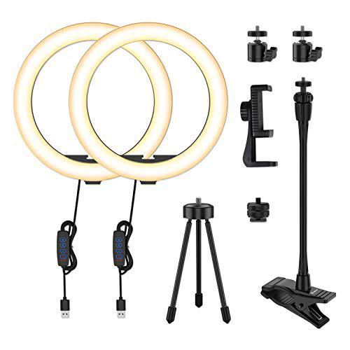2 Piezas - Smatree 10" Luce de Anillo Doble, luz de Anillo LED Regulable para Selfies con Soporte para trípode y Soporte para teléfono