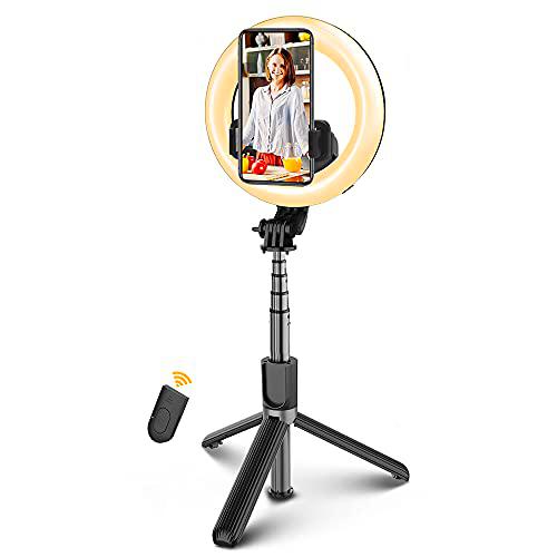 Aro de Luz Trípode, Palo Selfie Stick LED de 3 Colores