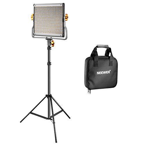 Neewer Kit Regulable Bi-Color 480 LED de Vídeo y Luz de Soporte Incluye: 3200-5600K CRI 96+ Panel de LED con Soporte U