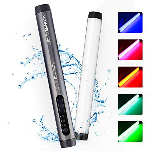 SOONWELL MT1 Tubo de Luz LED RGBW IP68 Impermeable Varilla Luz Fotografía de Mano 1600K-20000K Regulable Completo Color Imán Incorporado y Batería Recargable de 7650mAh CRI>96/TLCI>97 Barra LED RGBW