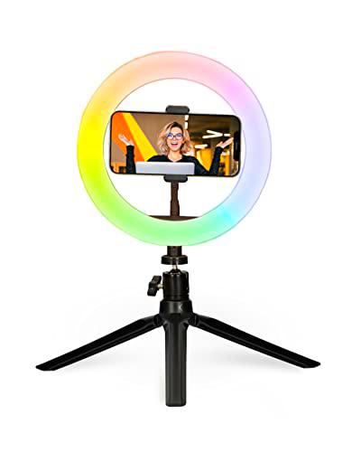 KSIX Aro de Luz Trípode sobremesa Regulable.15 Colores y Efectos