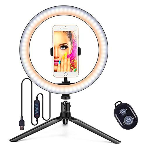 WDEC 10.2" Anillo de Luz Selfie, Aro de Luz Trípode Fotografía con Control Remoto 120 LED 3 Modos 10 Niveles de Luz para TikTok Youtube Instagram Vlog Vídeo Maquillaje Enseñanza para iOS Android