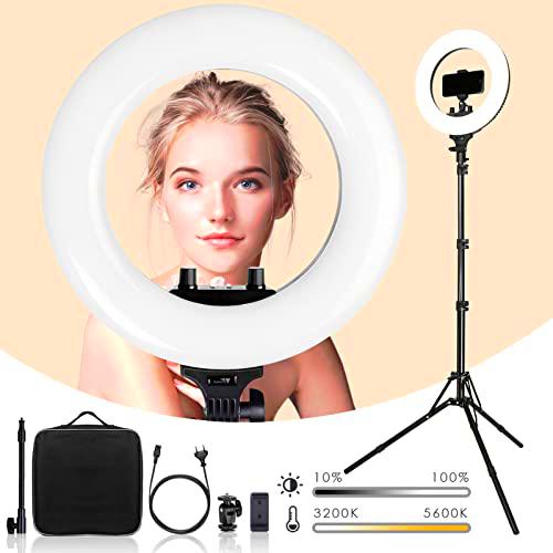 Anillo de Luz LED Kit Ajustable 360pcs LED 14"/36cm 3200K-5600K CRI>90 Clip de Teléfono y el Zapato Calientes para la Cámara y el Teléfono Inteligente de Vídeo Autorretrato Youtube Maquillaje