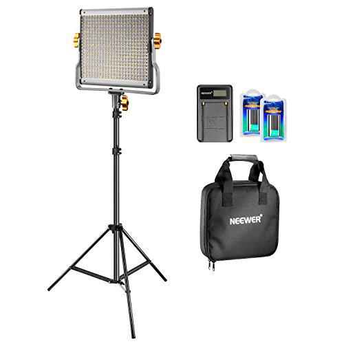 Neewer Bi-color LED 480 Kit de Vídeo Luz y Soporte con Batería y Cargador para Estudio