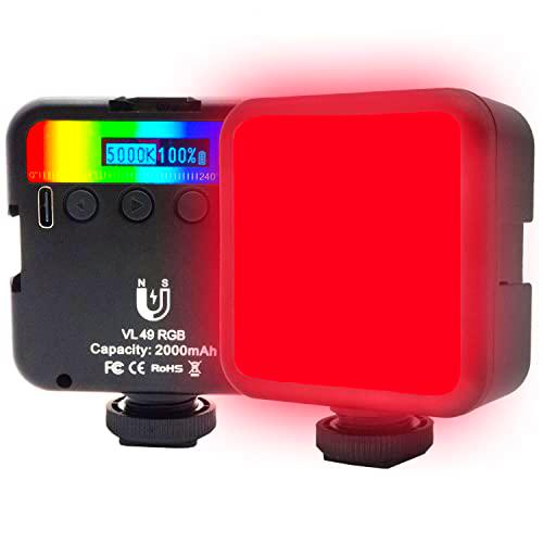 HAFOKO VL49 RGB Mini luz de Video LED Color Cámara Encendiendo w 3 Zapato frío 1/4" Imán 2000mAh 2500-9000K Fotografía Portátil Vlog Light Compatible con Cámara DSLR Smartphone TikTok Youtube Vlogger