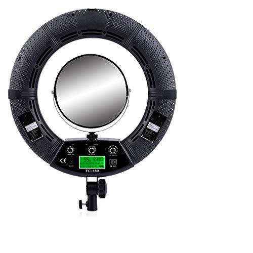 Anillo de luz LED de 18 pulgadas con espejo, lámpara de colores RGBW