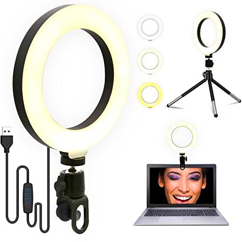 Lámpara LED de mesa Selfie de 10 pulgadas con trípode y soporte para teléfono móvil