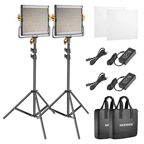 SocialLite 2-Pack LED Luz de Vídeo 480 con Kit de Soporte Bicolor Regulable 3200K-5600K CRI 96+ con Soporte de Luz de 2m para Grabacíon de Youtube vídeos Producto de Retrato