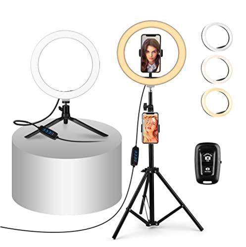 Aro de luz, 10" Anillo de Luz Trípode LED, 3 Modos Luz