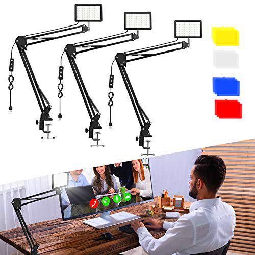 3 Paquetes 70 Video LED Luces con Soporte de Trípode Ajustable/Filtros de Color