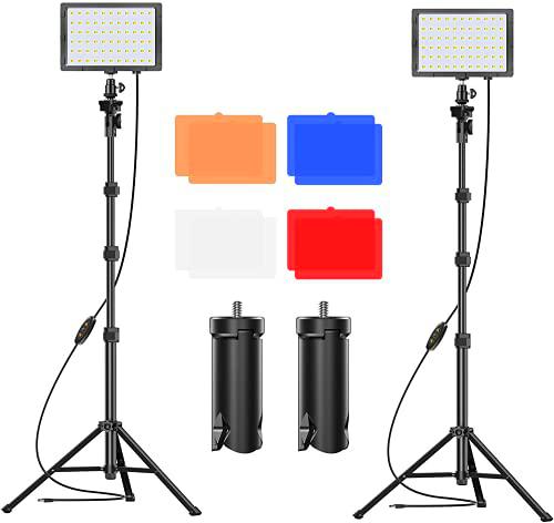 Emart Luz LED de Video 5600k Foco LED Fotografia con Soporte de Trípode y Filtros de Color