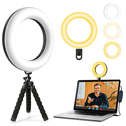 KEPEAK Aro de Luz, 6&quot; Aro de Luz Portatil con Trípode y Clip