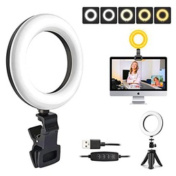 KEPEAK Ring Light, 5" Aro de Luz con Trípode y Clip